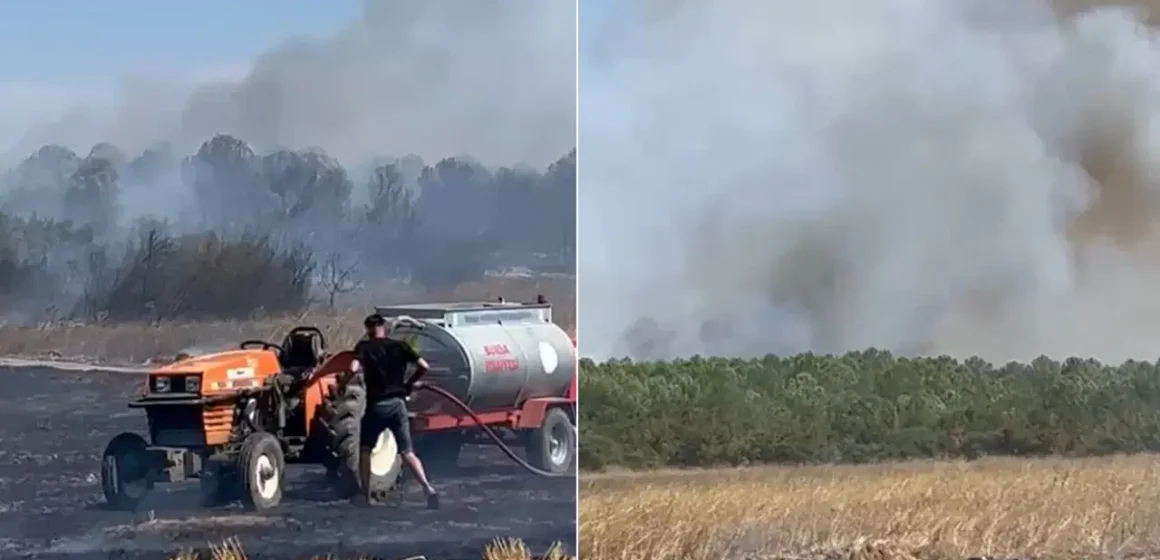 Bursa Mudanya'da anız yangınına müdahale eden itfaiye ekipleri