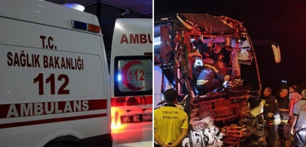 Gaziantep Nurdağı'nda yolcu otobüsü ve TIR'ın karıştığı trafik kazası sonrası olay yeri