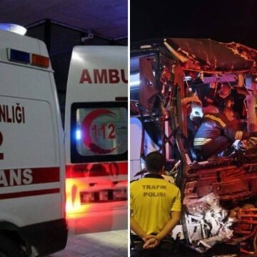 Gaziantep Nurdağı'nda yolcu otobüsü ve TIR'ın karıştığı trafik kazası sonrası olay yeri