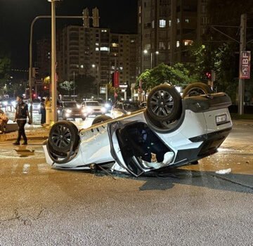 Kayseri Melikgazi'de otomobille çarpışan SUV aracın kaza sonrası durumu
