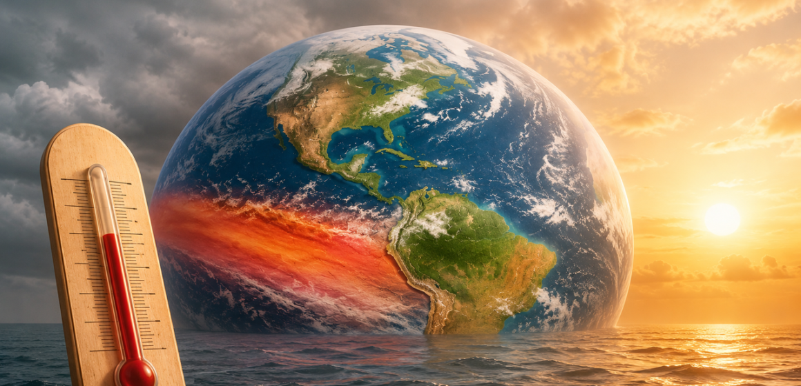 Pasifik'teki deniz yüzeyi sıcaklıkları El Nino'nun belirleyici göstergesi olarak izleniyor. Pasifik Okyanusu üzerinde El Nino'nun atmosferik etkilerini yansıtan geniş açı hava fotoğrafı