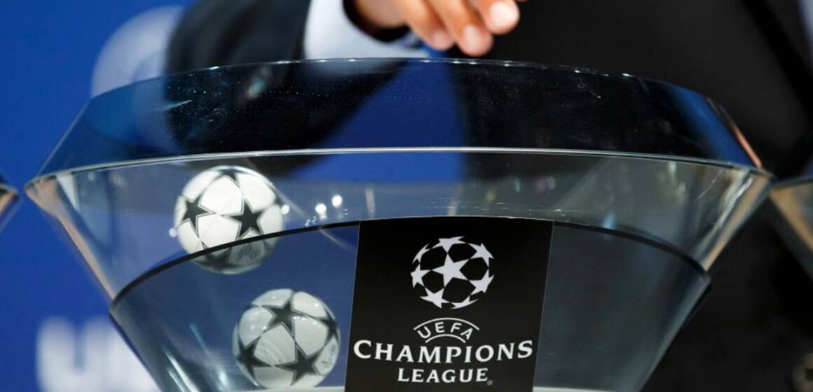 Şampiyonlar Ligi 2026-27 sezonu kura çekimi Monako'da yapılacak UEFA Şampiyonlar Ligi kura çekimi töreninde torbaların yer aldığı sahne
