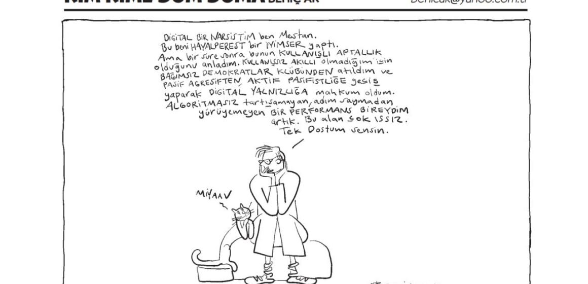 Cumhuriyet gazetesinin 13 Eylül 2026 tarihli çizerler sayfasında yer alan Kim Kime Dum Duma karikatürü. Behiç Ak imzalı Kim Kime Dum Duma 13 Eylül 2026 karikatür bantı