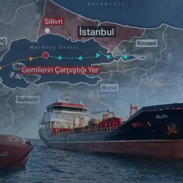 Tuğberk İmamoğlu çarpışmanın ardından 11 dakikada battı; Alsu inceleme sonrası Silivri açıklarına demirletildi. Marmara Denizi'nde Silivri açıklarında çarpışan Tuğberk İmamoğlu ve Alsu gemilerinin görünümü.